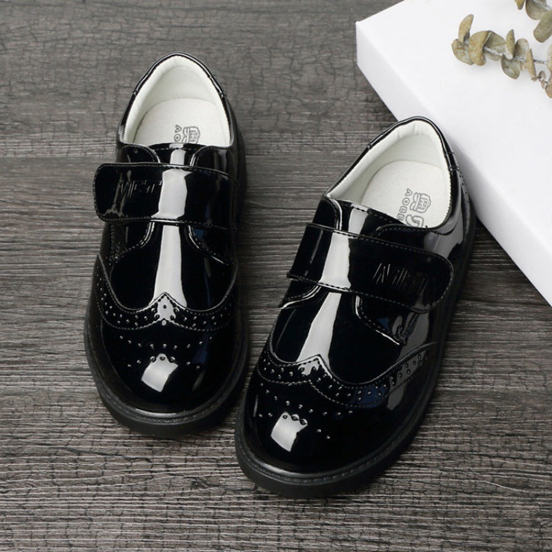 Student Campus Black Leather Shoes
