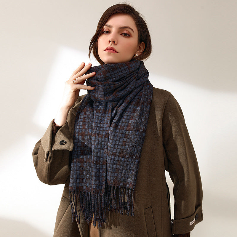 Tassel Plaid Cashmere Scarves
