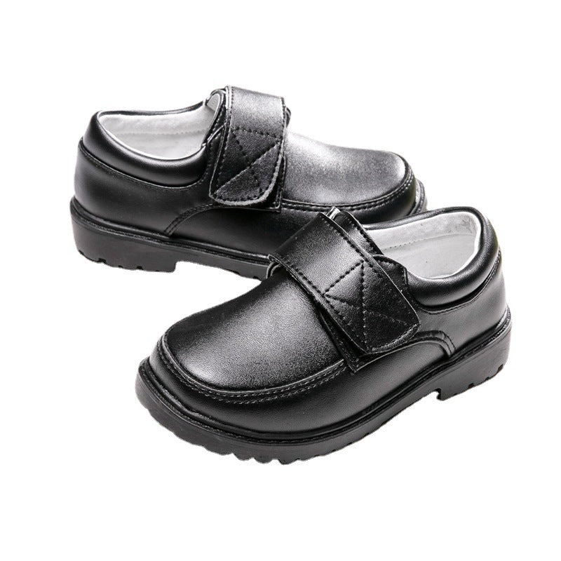 Black Student Velcro Leather Shoes