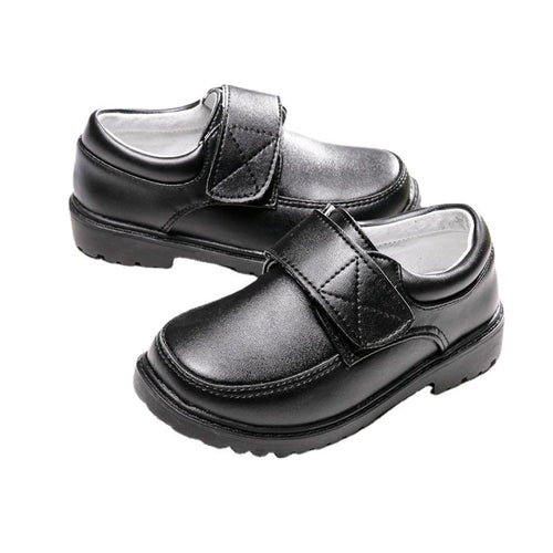Black Student Velcro Leather Shoes