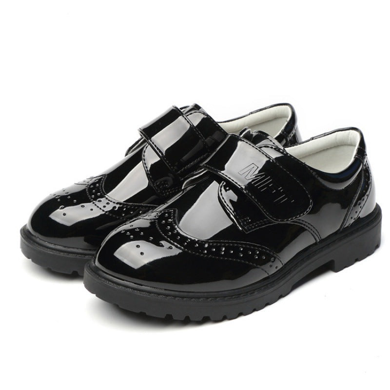 Student Campus Black Leather Shoes