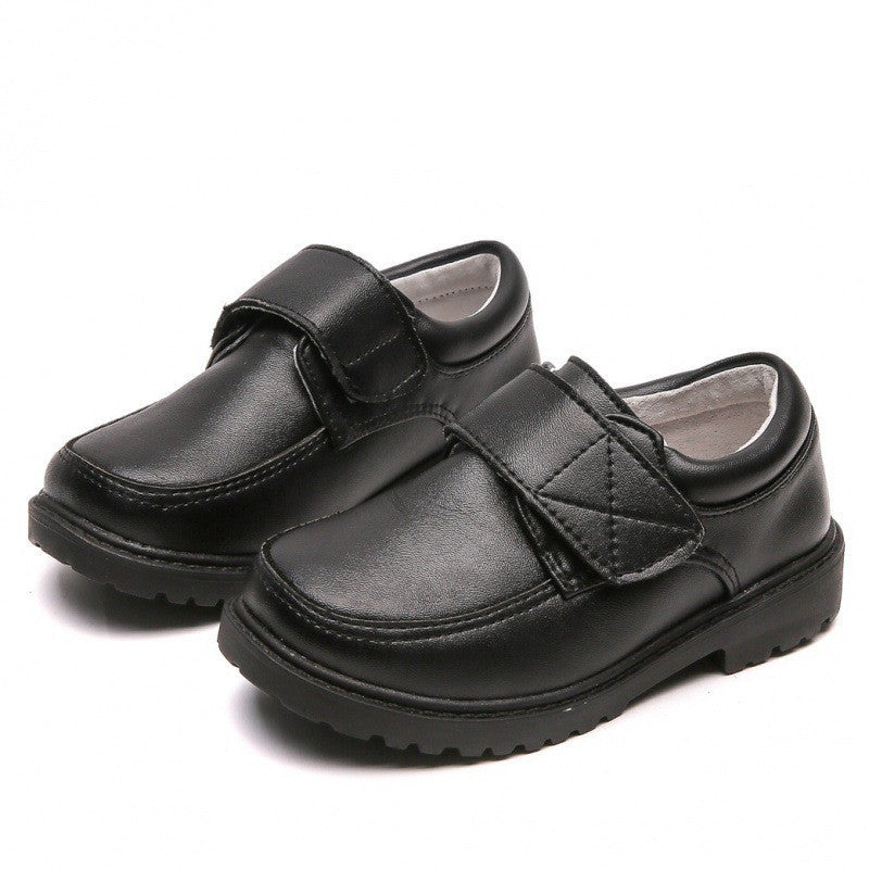Black Student Velcro Leather Shoes