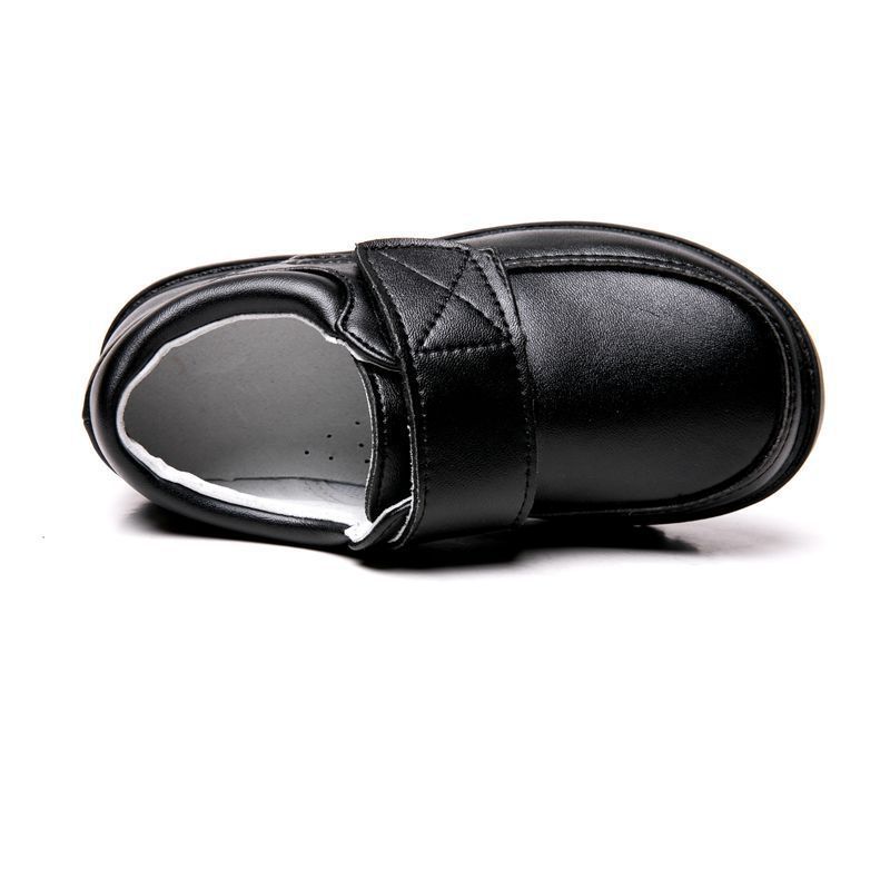 Black Student Velcro Leather Shoes