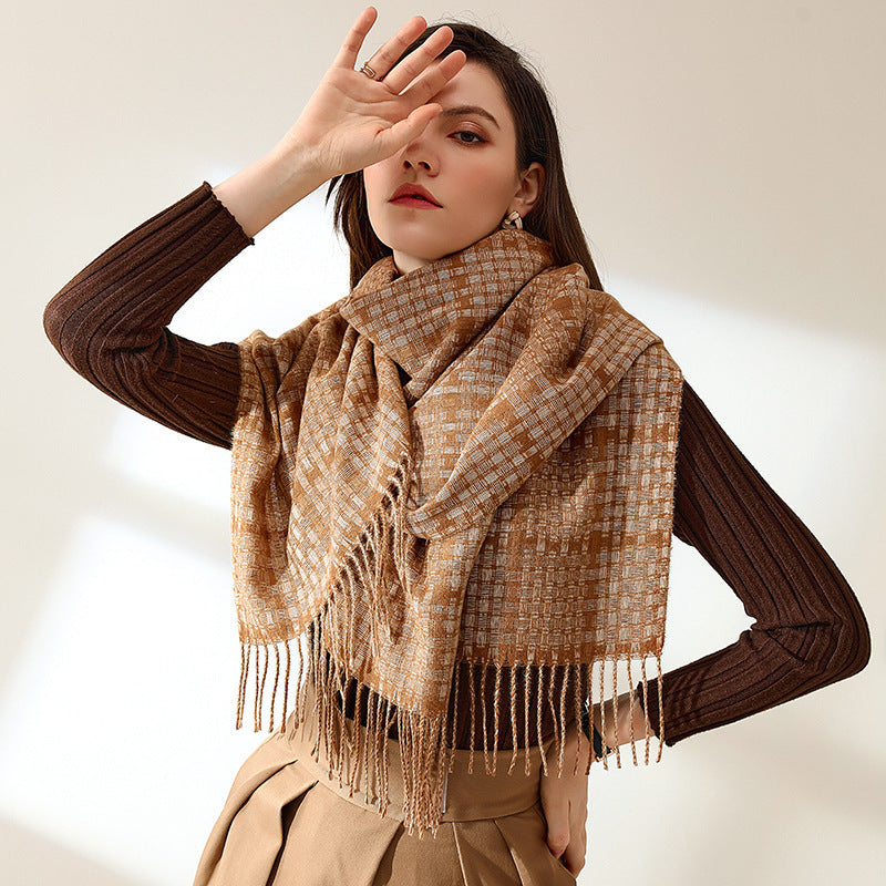Tassel Plaid Cashmere Scarves