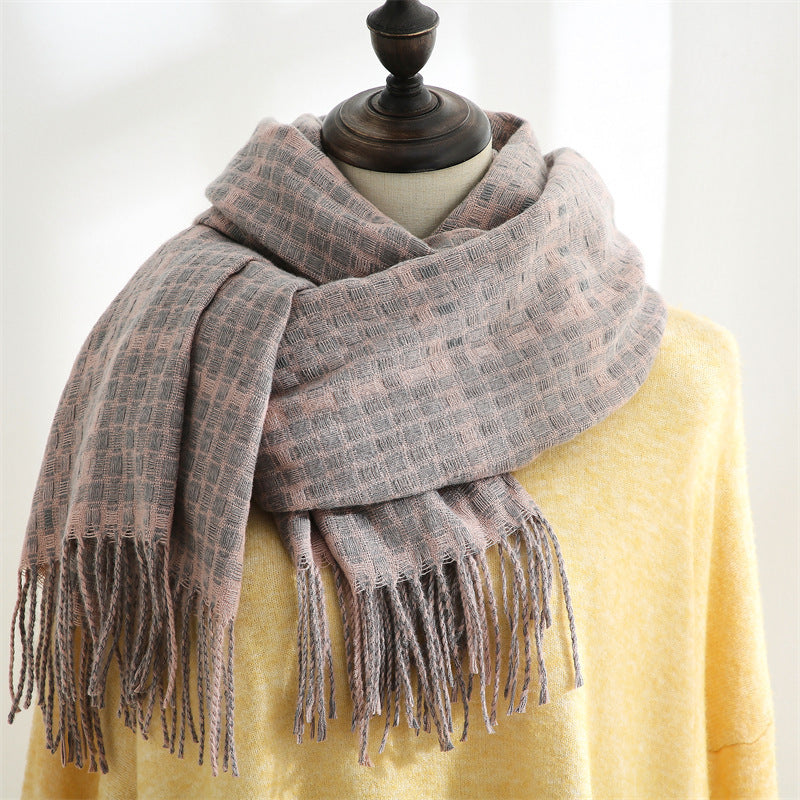 Tassel Plaid Cashmere Scarves