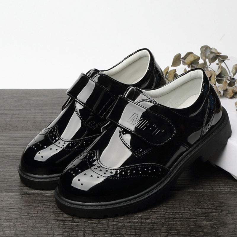 Student Campus Black Leather Shoes