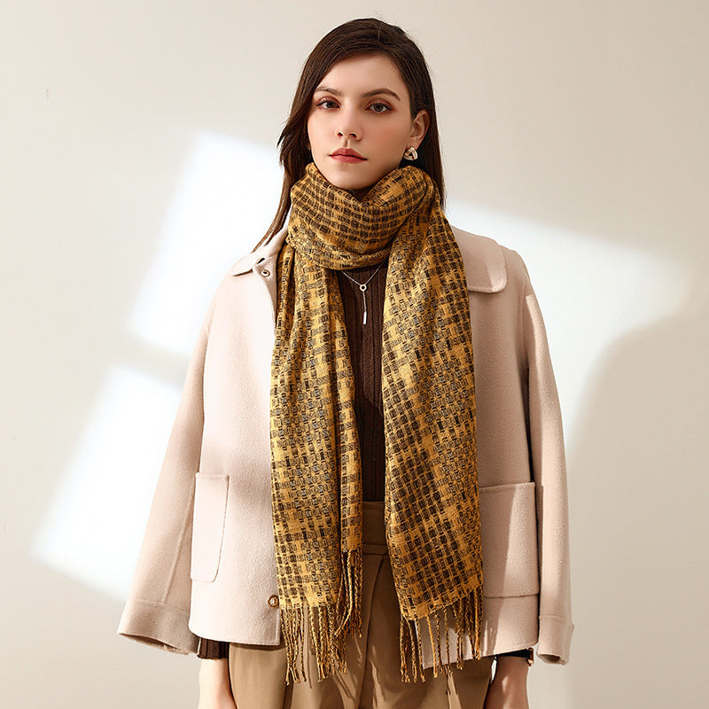 Tassel Plaid Cashmere Scarves