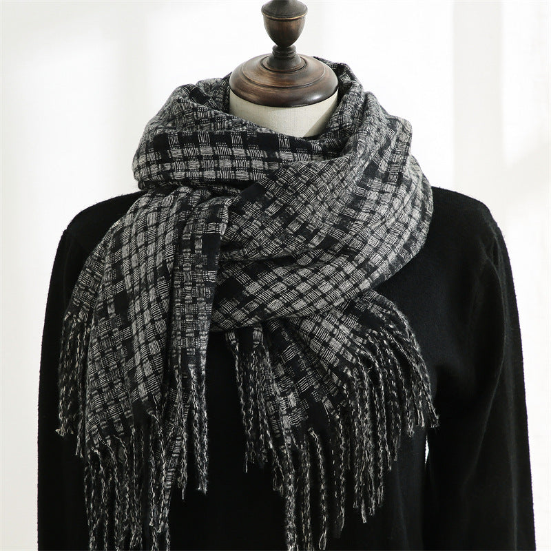 Tassel Plaid Cashmere Scarves