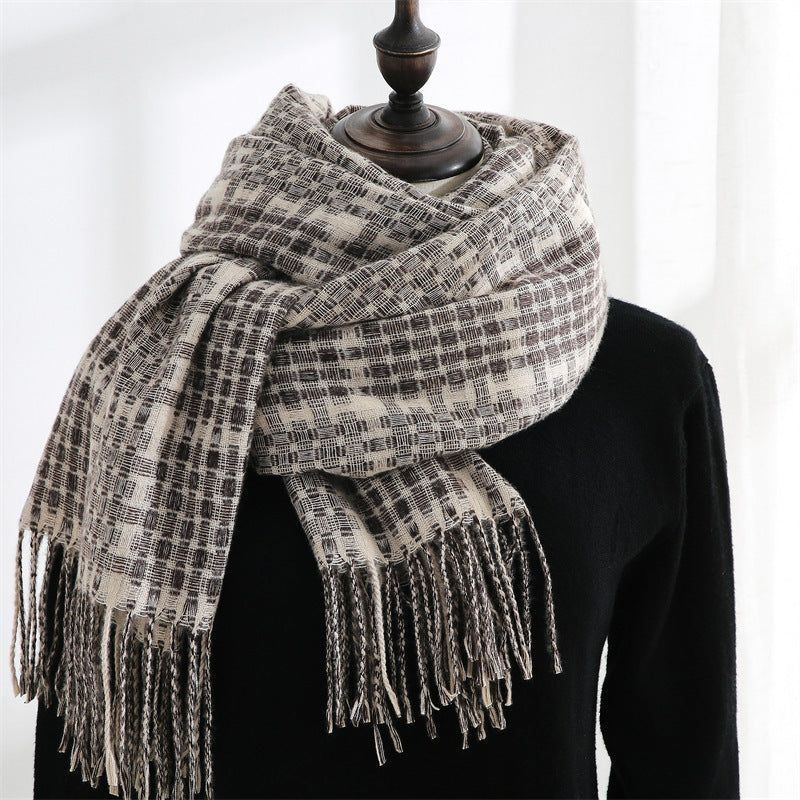 Tassel Plaid Cashmere Scarves