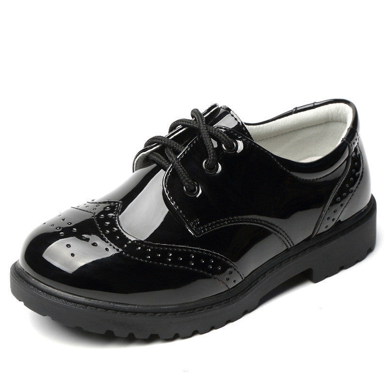 Student Campus Black Leather Shoes