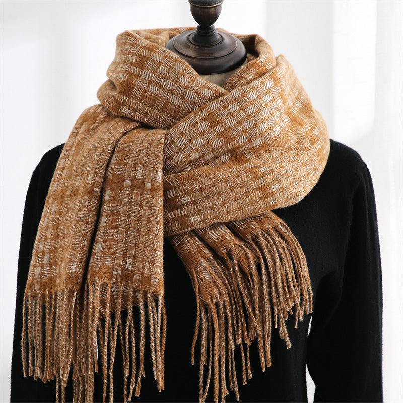Tassel Plaid Cashmere Scarves