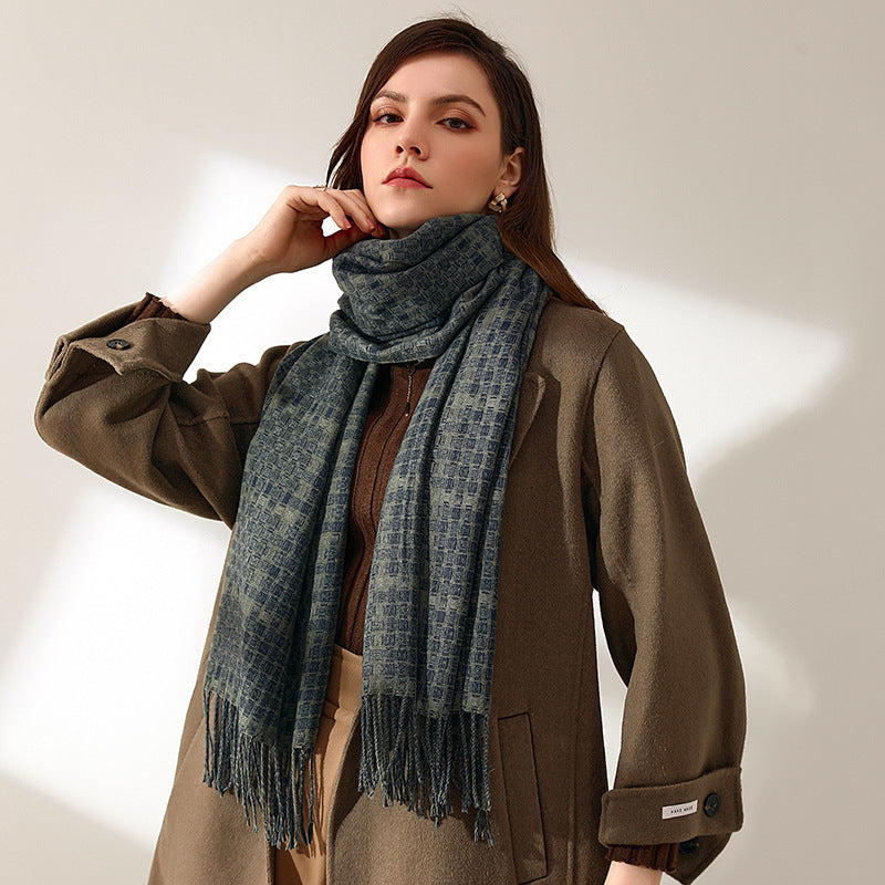 Tassel Plaid Cashmere Scarves