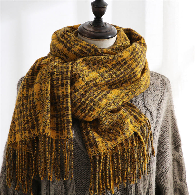 Tassel Plaid Cashmere Scarves